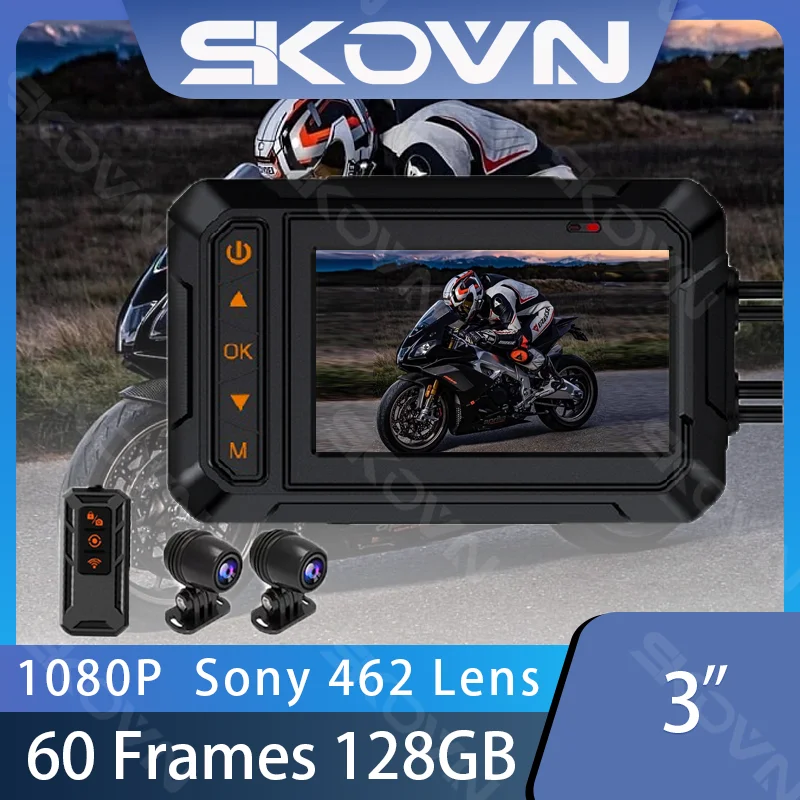 2023 3 Inches Motorcycle GPS 1080P 60 frames Dashcam With WIFI IP67 Dual Lens Motorcycle Black Box Night Vision Video Recorder