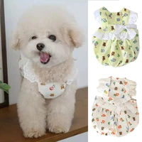 cute fashion ins lace bear printing bubble skirt dog cat clothes pet suspenders spring summer thin breathable pet clothing