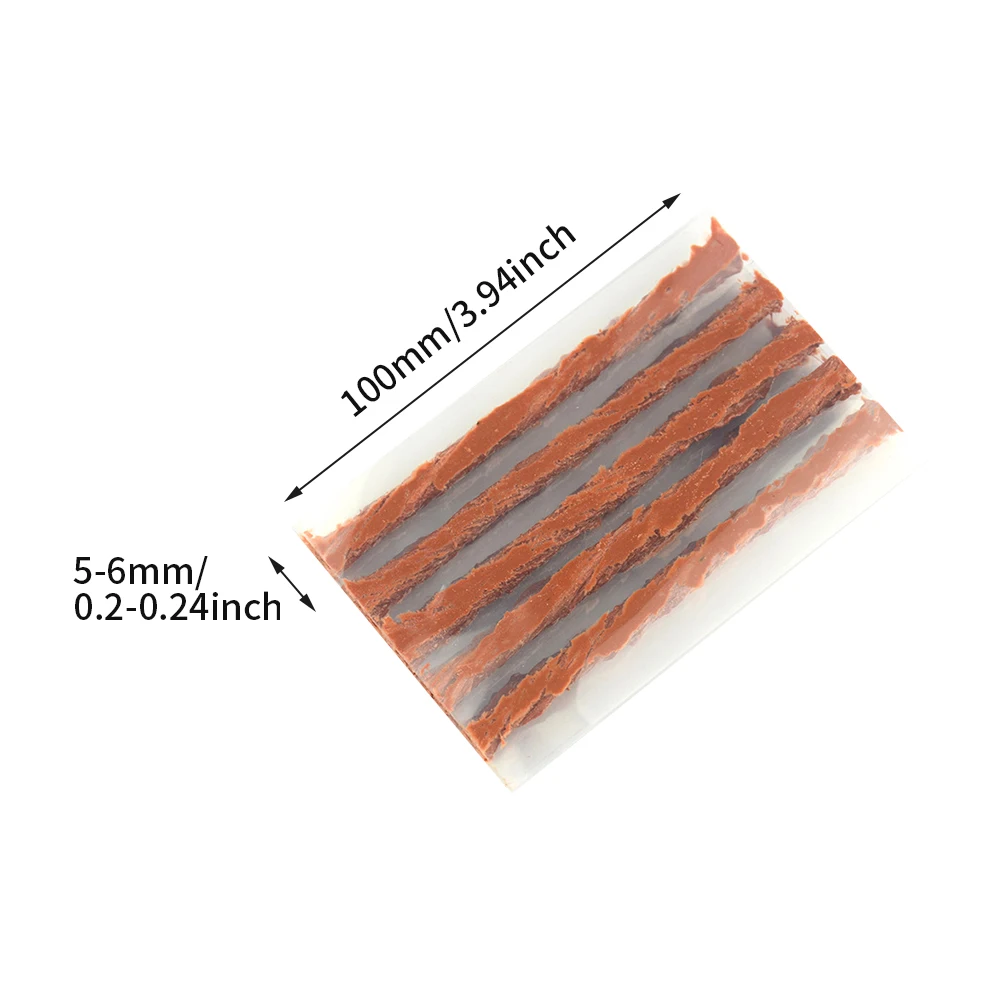 

10pcs Tire Repair Strip Professional Solid Glue Seal Puncture Repairing Rubber String High Temperature Resistance Car Motorcycle