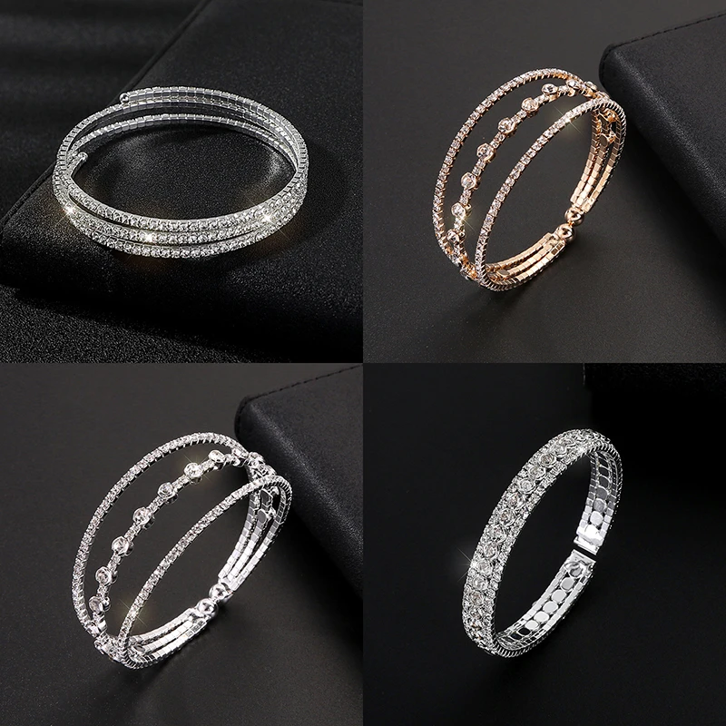 Роскошный модный эластичный браслет с кристаллами женский блестками модные