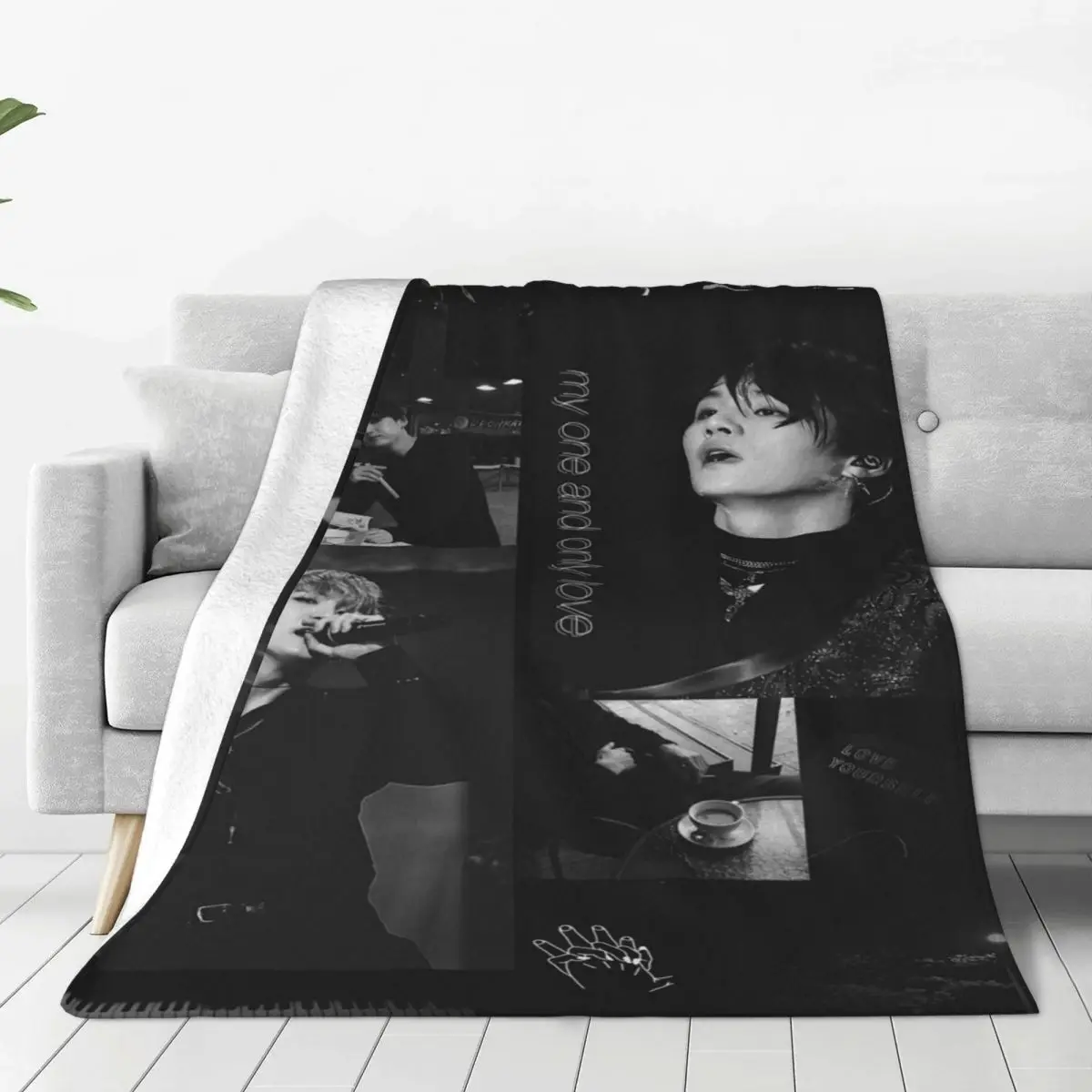 

Kpop Boys Min Yoongi Plaid Blankets Sofa Cover Fleece Autumn/Winter Suga Portable Super Warm Throw Blanket for Bed Car Rug Piece