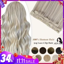 Full Shine 50 Grams Clip in Hair Extensions Human Hair Ombre Color 3Pcs Human Hair Clip in Extensions for Women