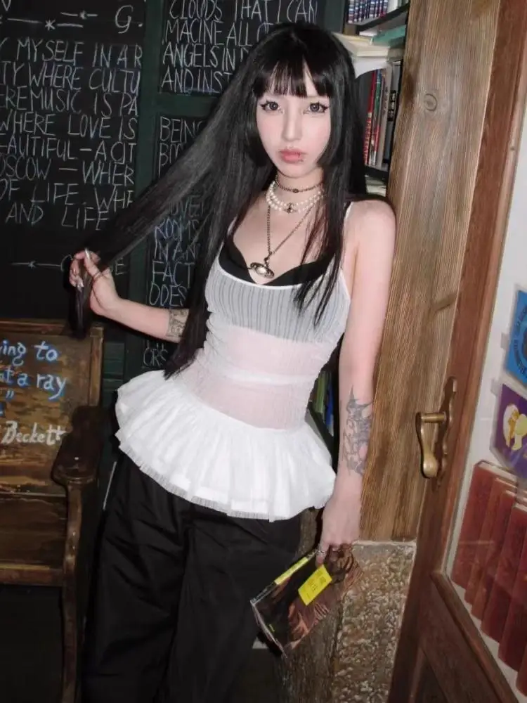 Seeslim Hotsweet прозрачные топы без рукавов с лямкой на шее корейские модные