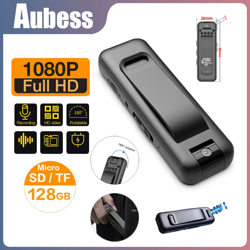 

Мини-камера D3 Full HD 1080P Micro корпус Видеокамеры ночное видение DV видео Диктофон с вращающимся на 180 объективом камера с зажимом для умного дома