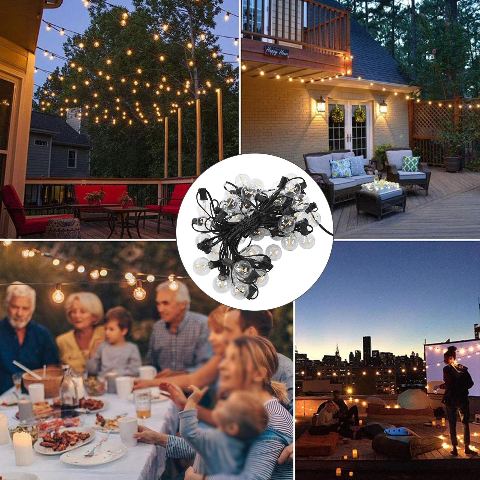 G40 50LED Ball Light String IP45 Водонепроницаемый Открытый Сад Внутренний двор Газон