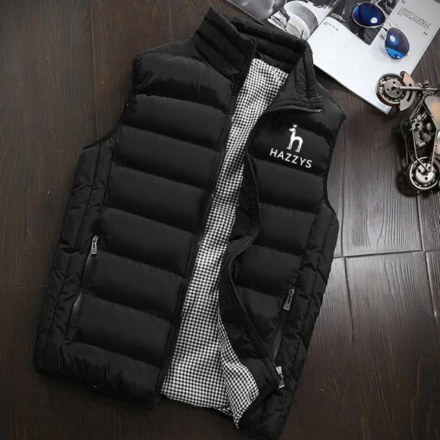 New HAZZYS high-quality men's winter thermal jacket windproof vest jacket fashion trend thickened cotton-padded jacket