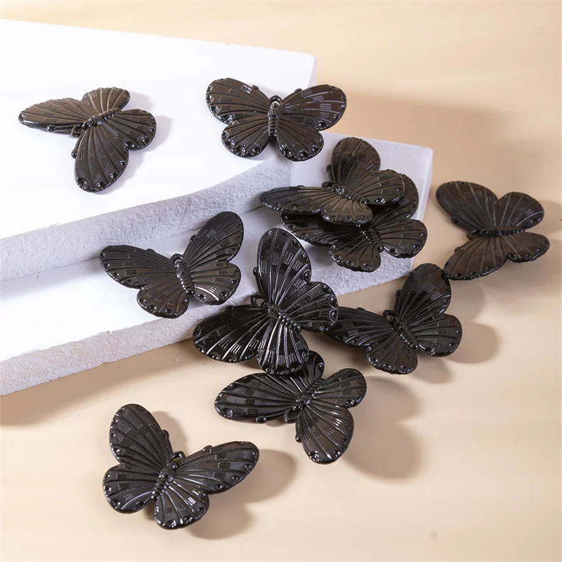 

New 10pcs/pack Black Butterfly Resin Charms Animal Pendants For Women Girls Keychain Bracelet Jewelry Making Diy Accessories