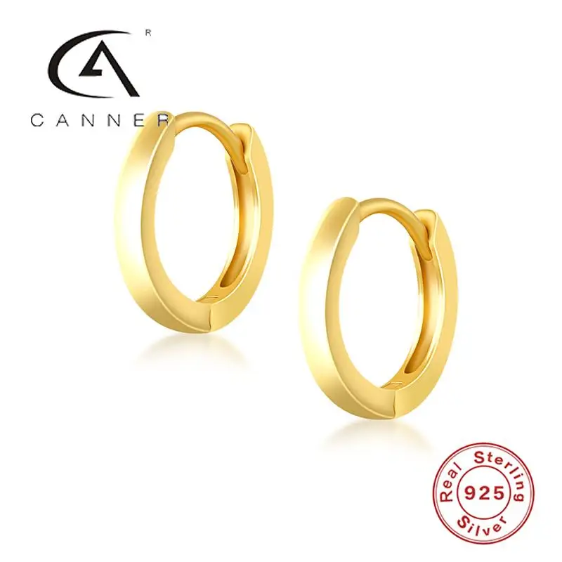 

Real 925 Sterling Silver Minimalist Small Round Ear Buckle for Women Punk Unisex Rock Hoop Earring Jewelry Huggie Earring aretes