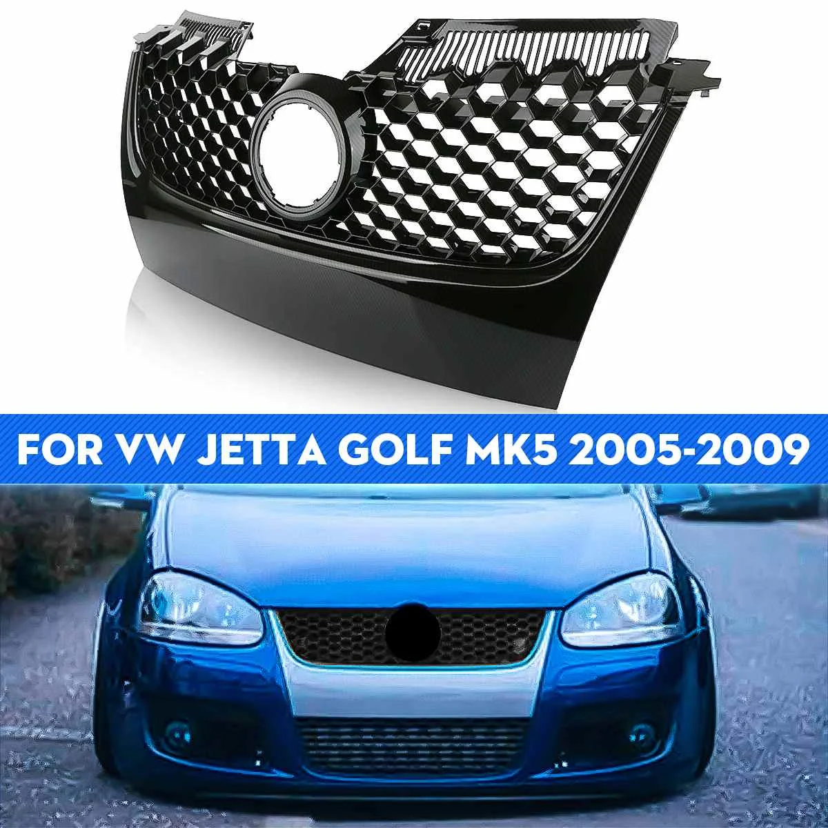 

Honeycomb Mesh Car Front Bumper Grill Grille For VW For VOLKSWAGEN Jetta Golf MK5 2005-2009 Front Bumper Centre Racing Grills