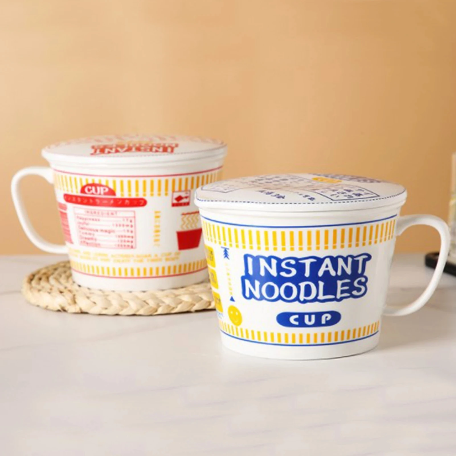 

Creativity Lid Ceramics Instant Noodle Porridge Bowl Young Girl Dorm Room Student Office Super Large Japanese Cup Lunch Bowl Mug