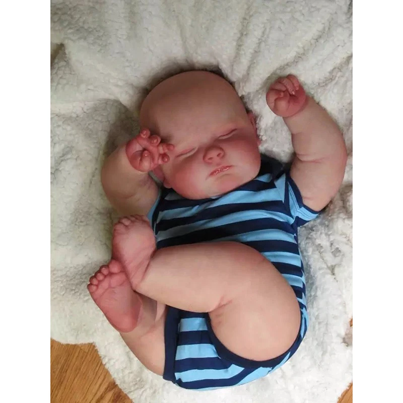 

20inch Already Painted Full Body Silicone Reborn Baby Doll Sleeping Joseph Lifelike Soft Touch Bath Toy 3D Skin Waterproof