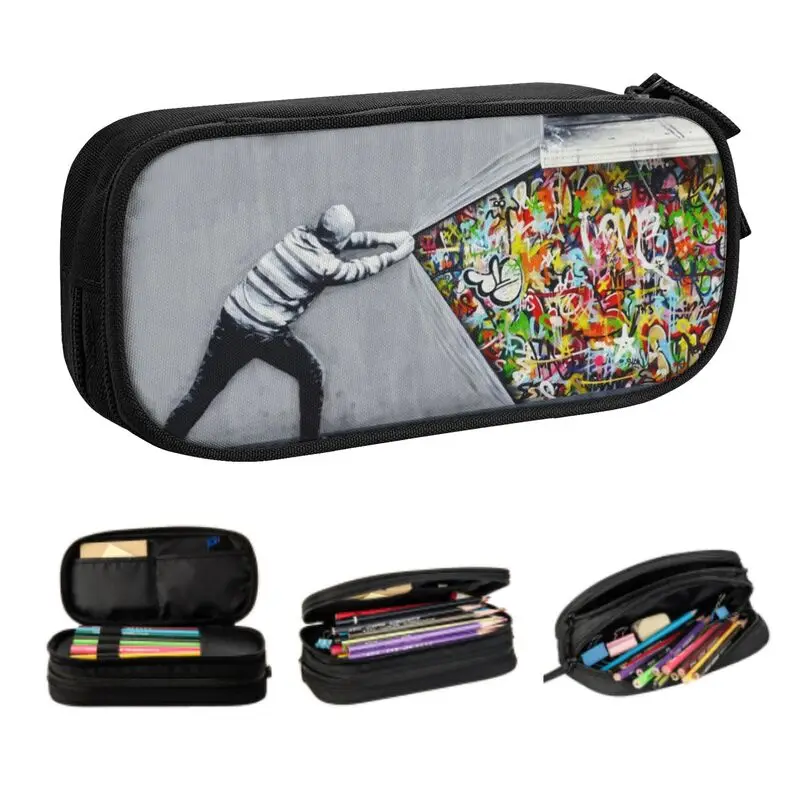 Case For Girl Boy Large Storage Street Art Pencil Bag School Supplies