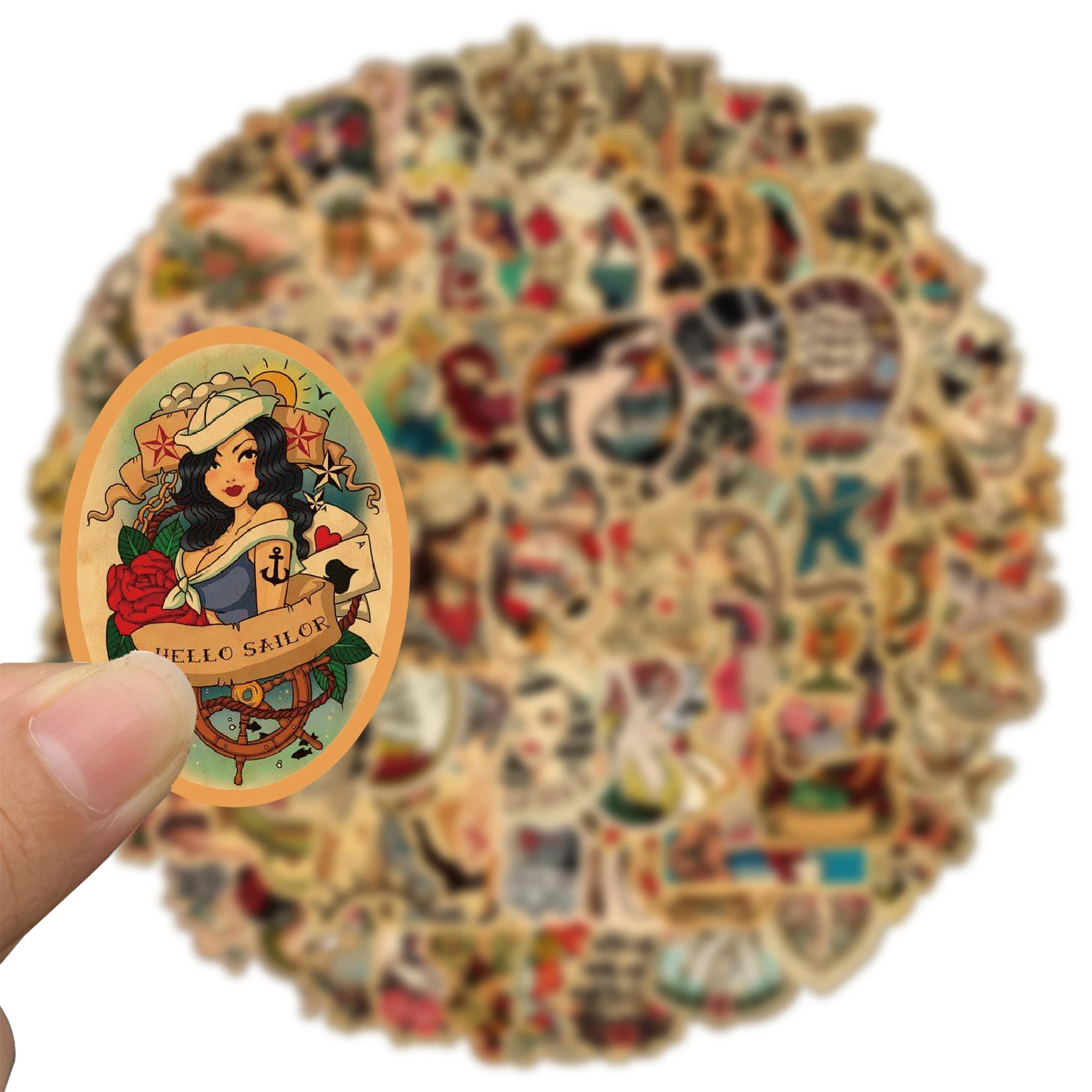 100 Шт. Ретро-наклейки Для Татуировок Водонепроницаемые ПВХ Холодильника