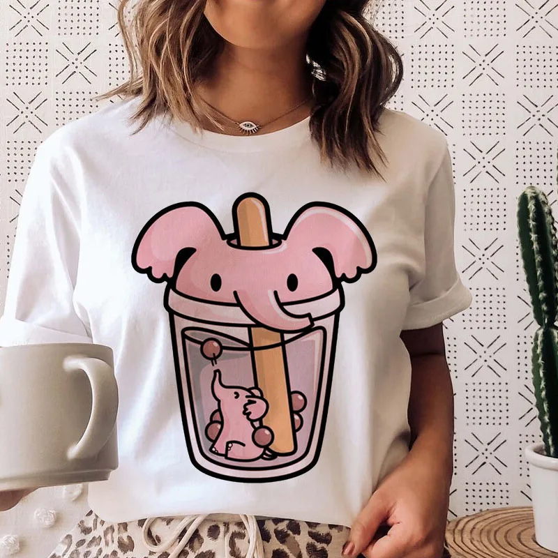 

Fashion Trend New Women T-shirt Cute Elephant Graphic Printed Female T Shirt Casual Harajuku Short Sleeves Kawaii Ladies Tshirts