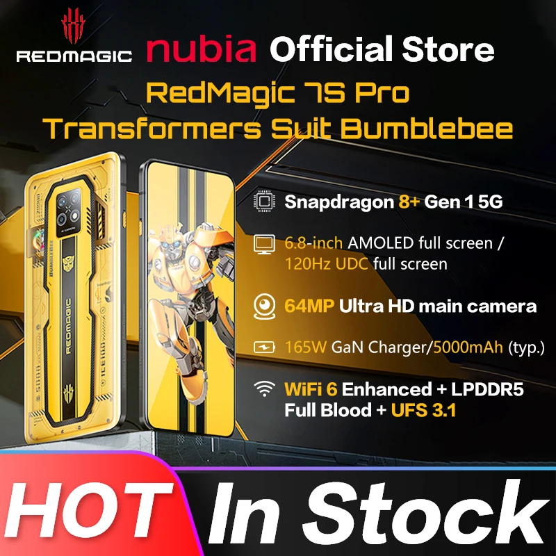 

Nubia RedMagic 7S Pro MobilePhone 16GB 512GB 6.8 inch 120Hz Under Camera Snapdragon 8+ Gen 1 64MP Triple Camera 135W FastCharge