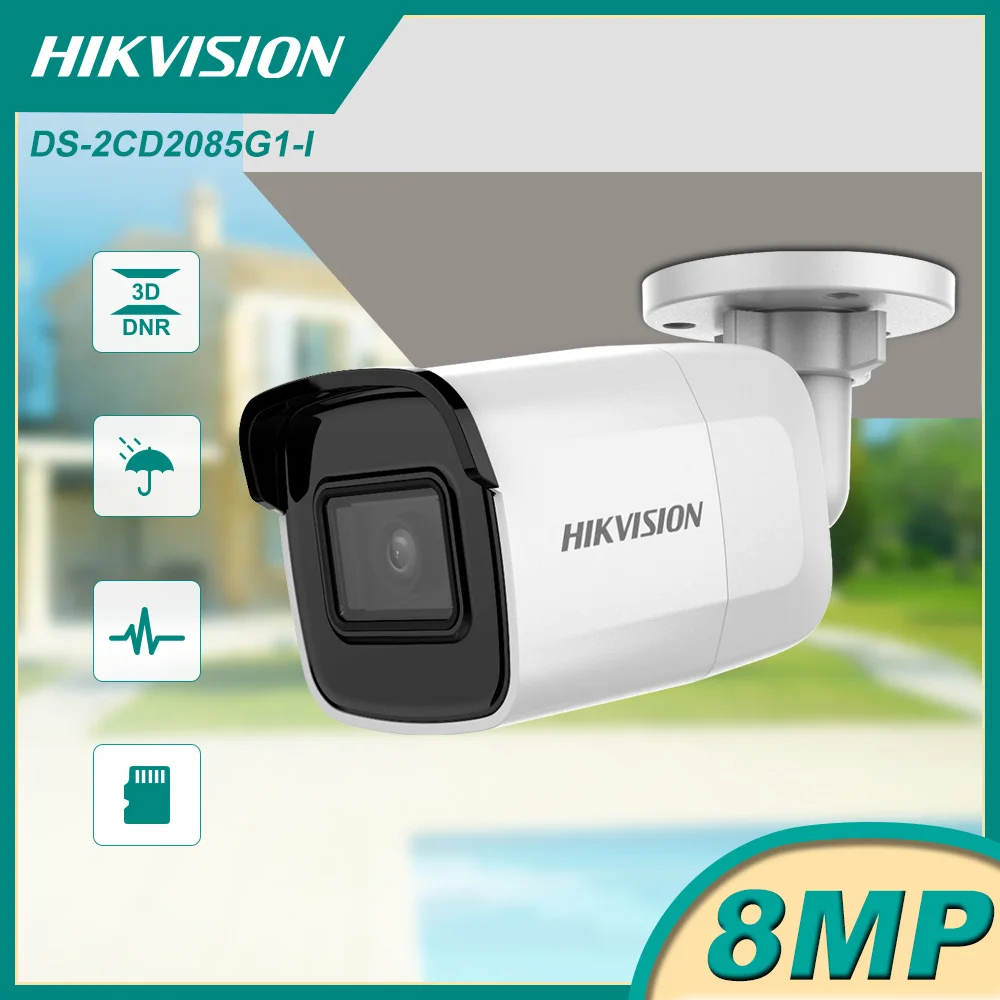

Hikvision 8MP 20fps Bullet Network CCTV IP Camera Original DS-2CD2085G1-I Powered by Darkfighter H.265+ POE WDR SD Card Slot