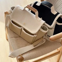 korean style canvas simple commuter bag casual panelled satchel portable large capacity travel shoulder bags flap buckle storage