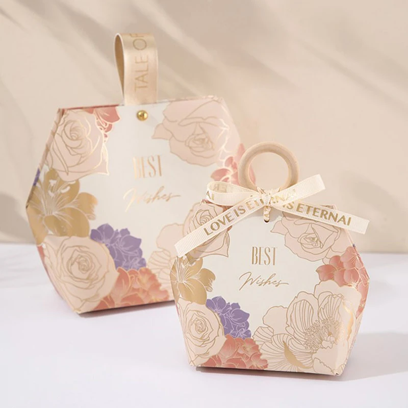 

5pcs Flower Wooden Ring Candy Boxes Wedding Favors Chocolate Paper Gift Box Giveaways Boxes Birthday Party Decorations Best Wish