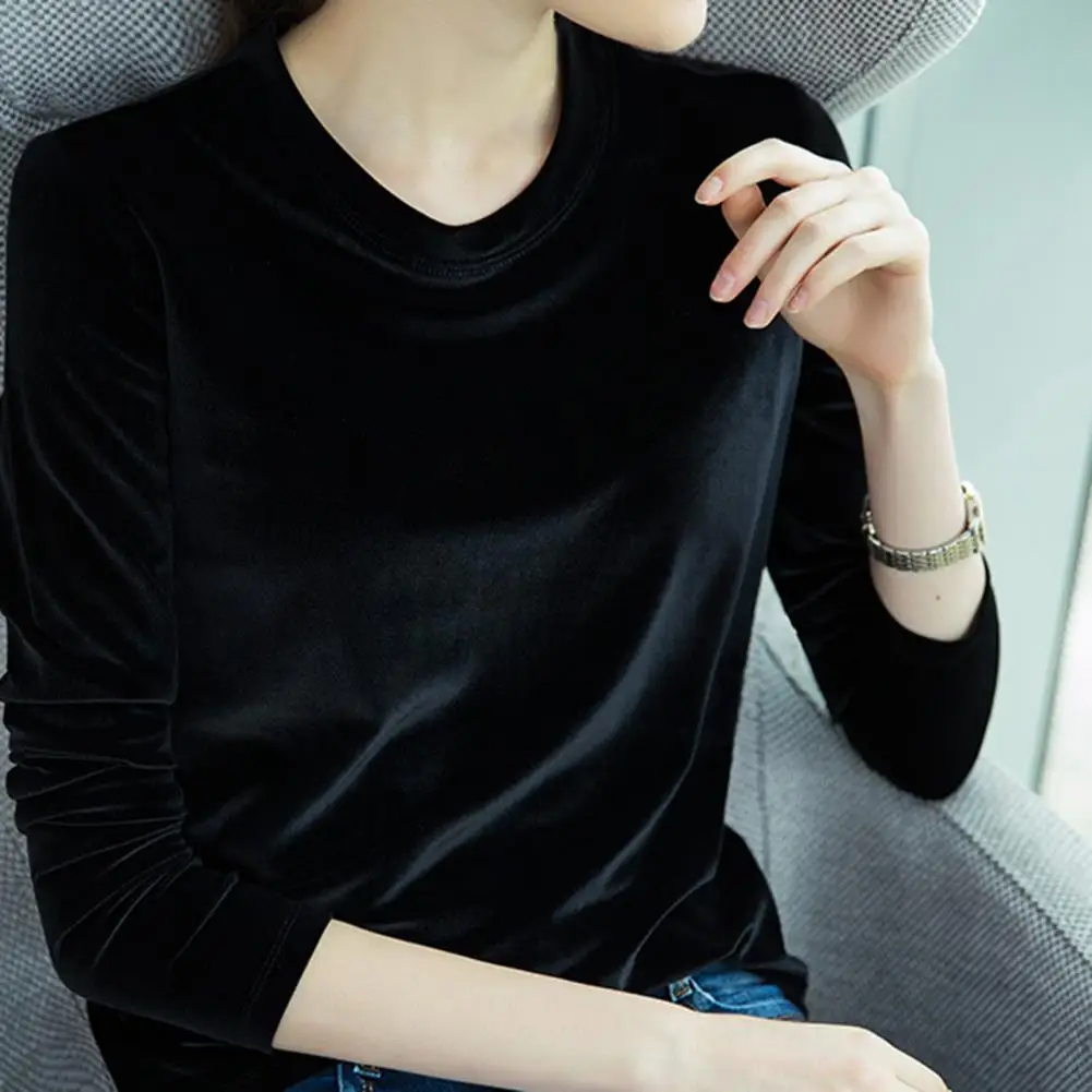 

Women Bottoming Shirt Loose Super Soft Dressing Pure Color Bright Surface T-shirt Pullover Top Women Pullover Streetwear