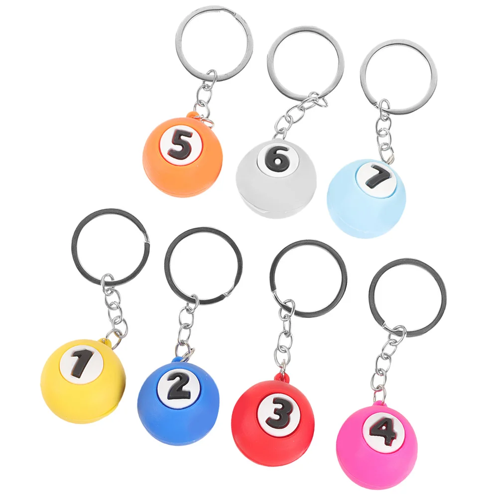 

7 Pcs The Gift Billiards Keychain Ball Keyring Charms Spherical Hanging Keychains Adorable Pool Sports Themed Child