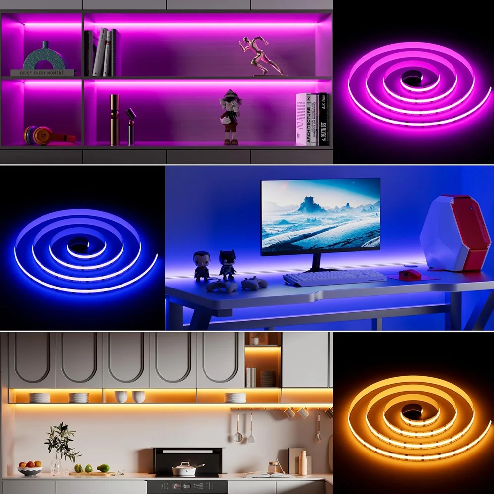 5V USB Tuya WiFi COB RGB Светодиодная лента 1M 2M 3M 4M 5M Пульт дистанционного управления ТВ Задний шкаф Игровая комната Свет f Alexa Google Home (art.: 3920d410657a9) - 3920d410657a9