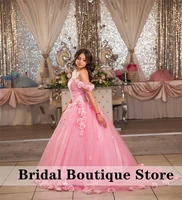 pink 2022 ball gown quinceanera dresses 3d flowers appliques beaded sweet 16 dress vestidos de xv a%c3%b1os anos