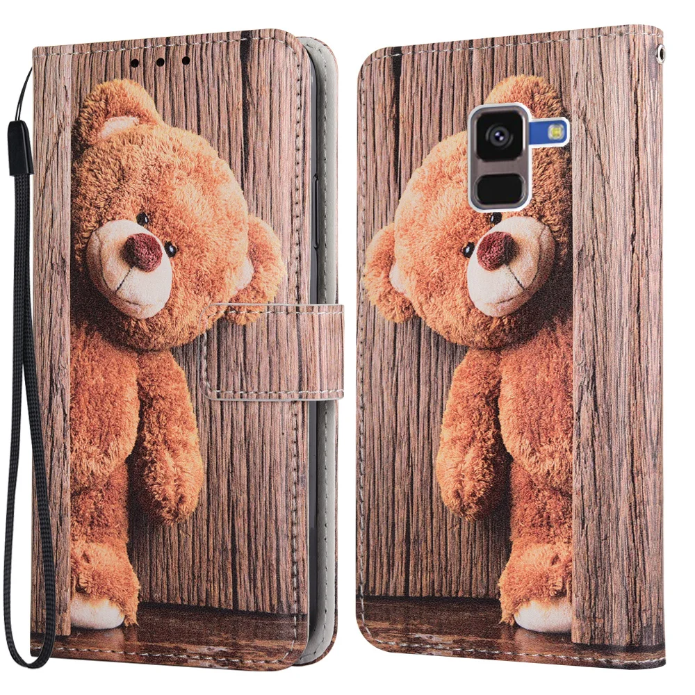Мультяшный Чехол-бумажник из ТПУ для Samsung A3 A5 A6 A8 Plus 2016 2017 A7 A9 2018 J4 J6 A10 A20 E A30 S A31