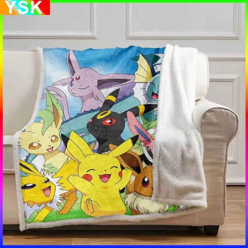

3D New Pikachu Flannel Pokémon Blanket Printed Autumn and Winter Thickened Plush Blanket Cosplay