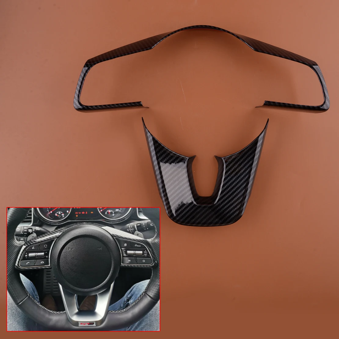 

Чехол на переднее рулевое колесо салона автомобиля, 2 шт./компл., отделка, черная карбоновая рамка из АБС-пластика, подходит для KIA CEED CD XCEED