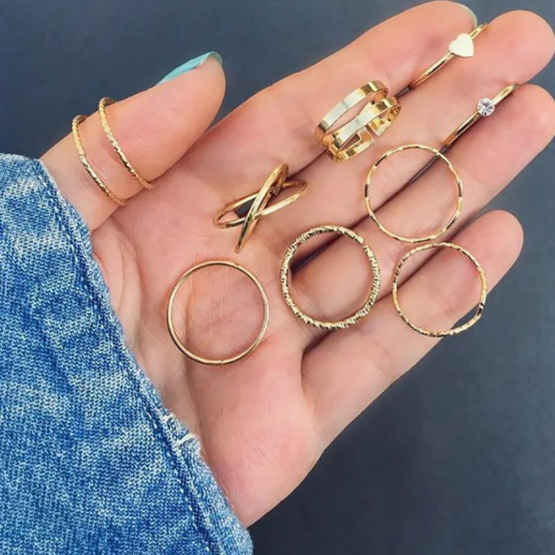 

Womens Heart Ring Jewelry Fashion Rhinestone Stacked Rings Wholesale