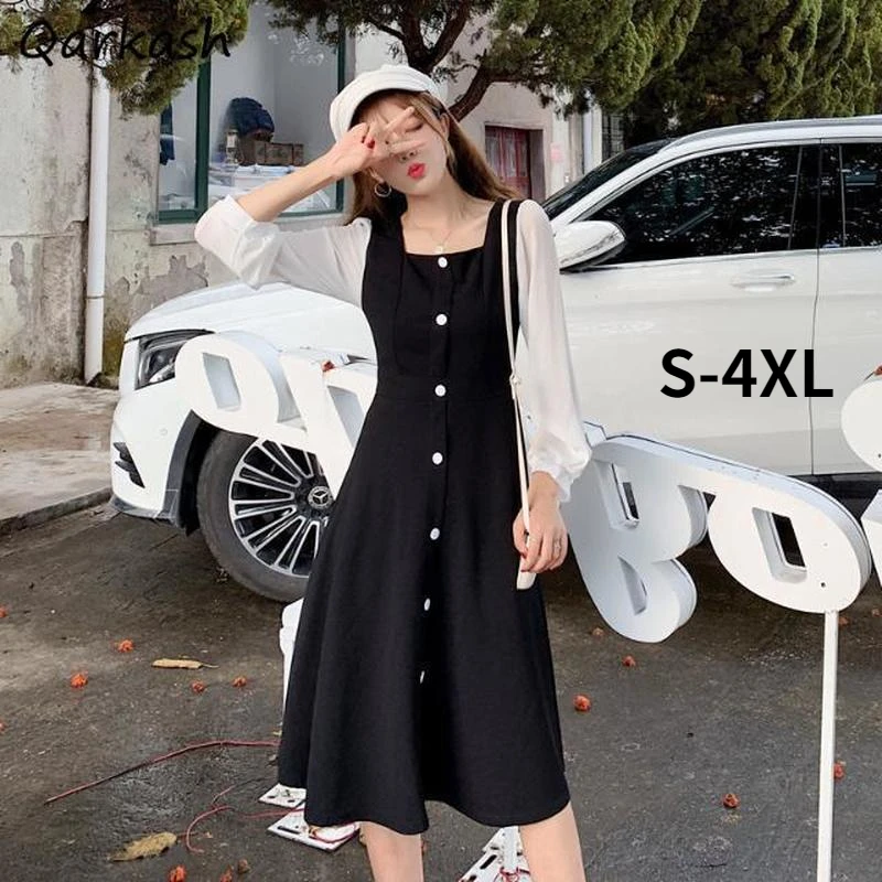 

Женское ТРАПЕЦИЕВИДНОЕ ПЛАТЬЕ на пуговицах, элегантное весеннее платье до середины икры в Корейском стиле ретро для отдыха, модное ежеднев...