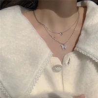 butterfly pendant necklace 2022 fashion women zircon shiny butterfly double chains pearl necklace ladies gift jewelry