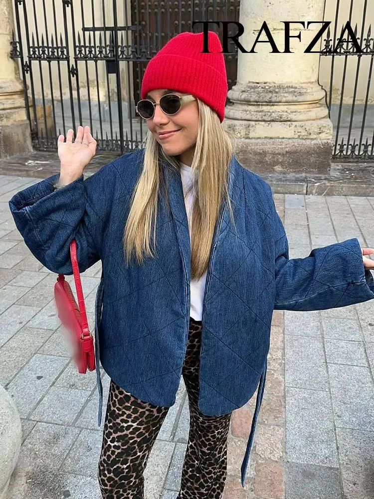 Женский джинсовый кардиган с V-образным вырезом и длинным рукавом