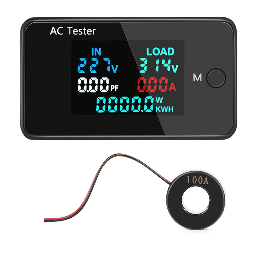 

50-300 В AC Wattmeter Вольтметр Амперметр измеритель мощности вольтметр тока 0-100A Электрический измеритель детектор мощности тестер переменного то...