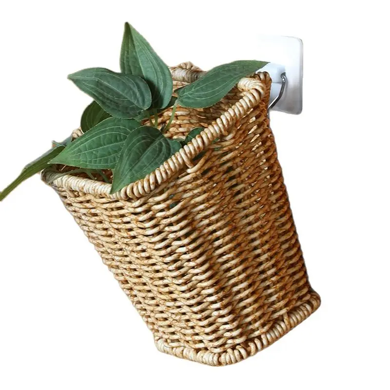

CAMIGEL Wall Hanging Basket for Kitchen, Rattan Woven Hanging Storage Basket, Hanging Bucket
