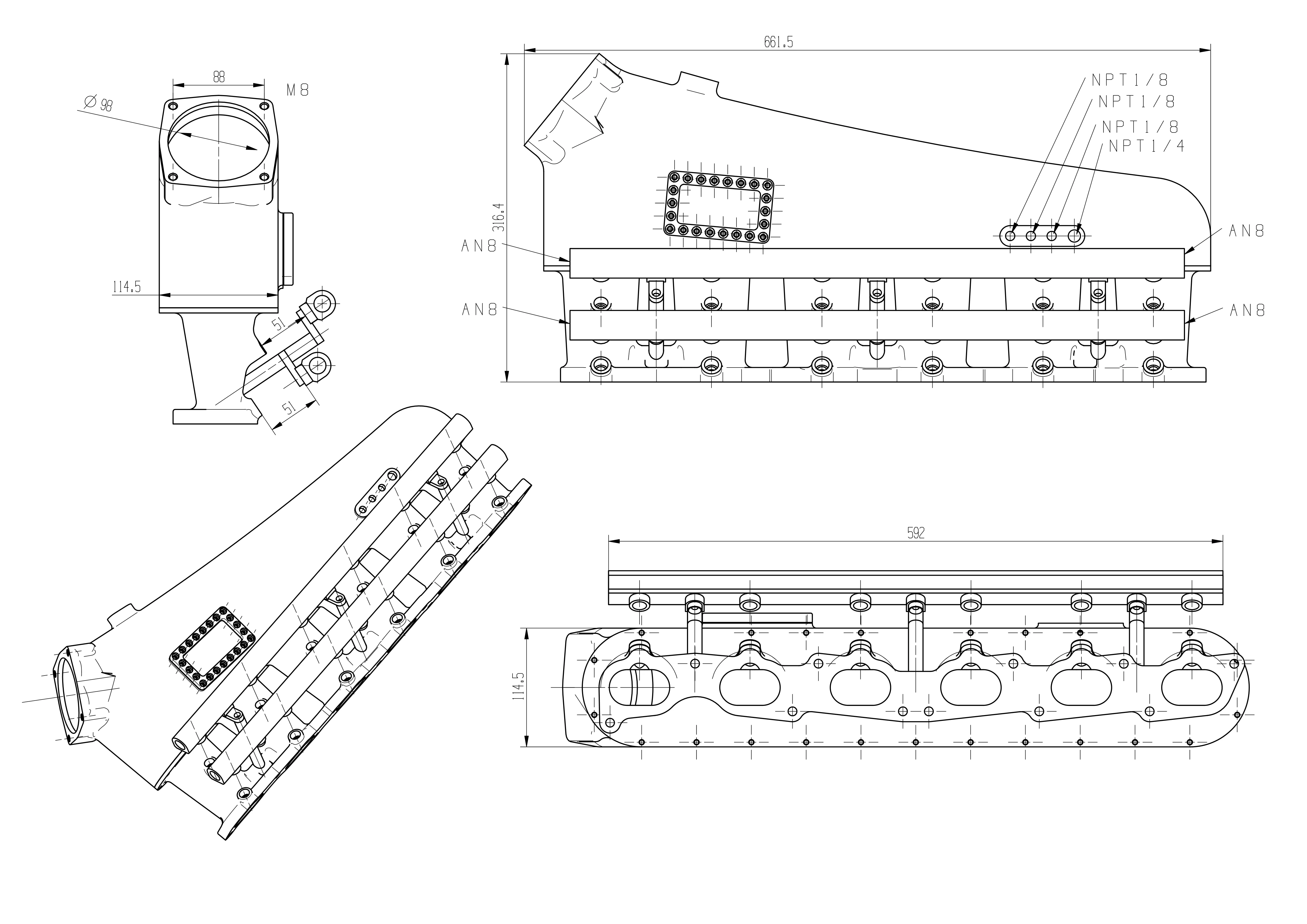 алюминиевая заготовка с ЧПУ впускной коллектор TB48 на заказ