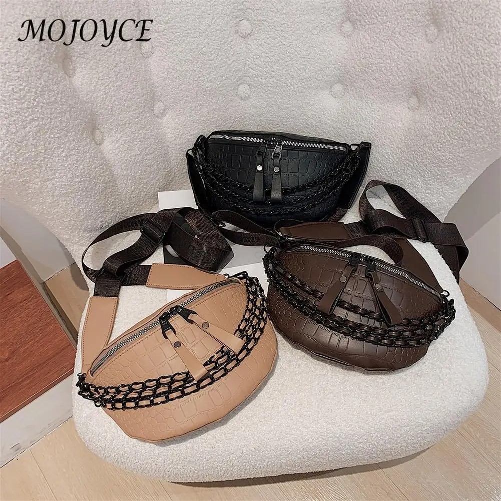 

Fashion Alligator Pattern Women Waist Bags Phone Purse Leather Casual Chain Female Fanny Chest Belt Pack Crossbody Bags Hot Sale