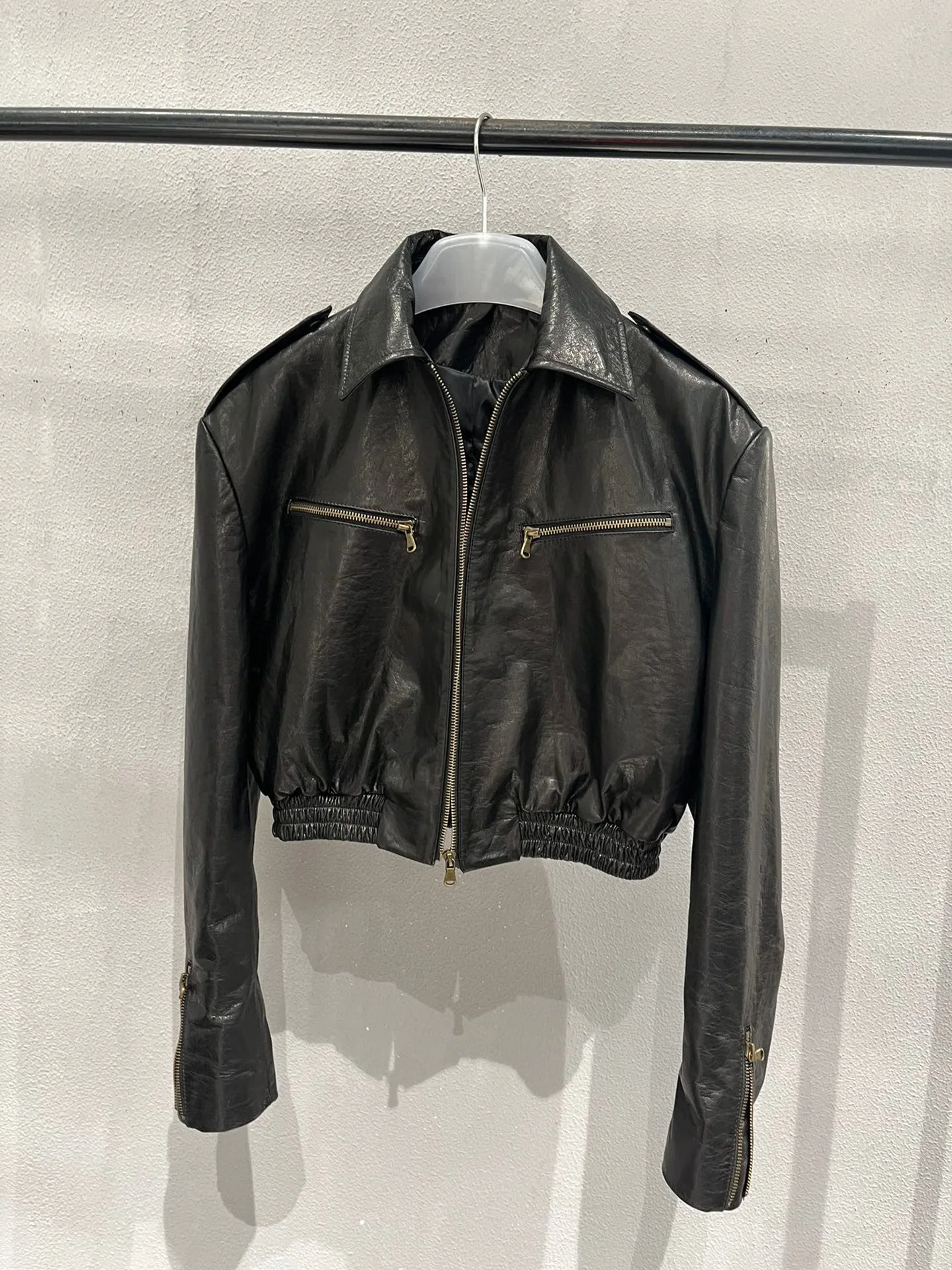 2023 Spring Hot Chic Women's High Quality Brand New Designer High-rise Cow Leather Jackets C795