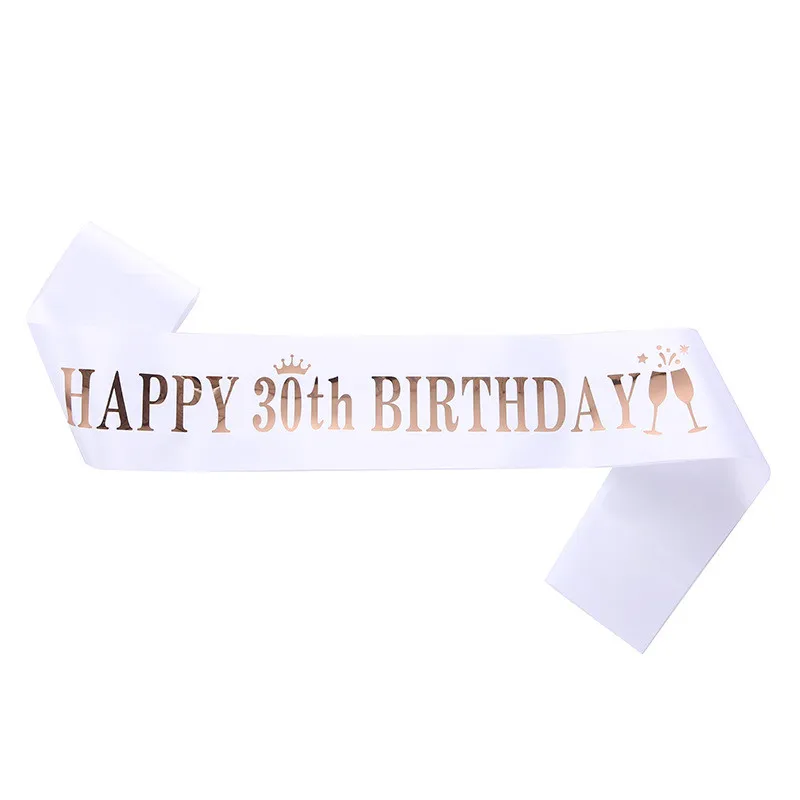 Happy Birthday Party Decorations 16 18 21 30 40 50 60 70 80th Rose Gold Sequin Satin Sash Bachelor Party Hen Party Adult Party images - 6