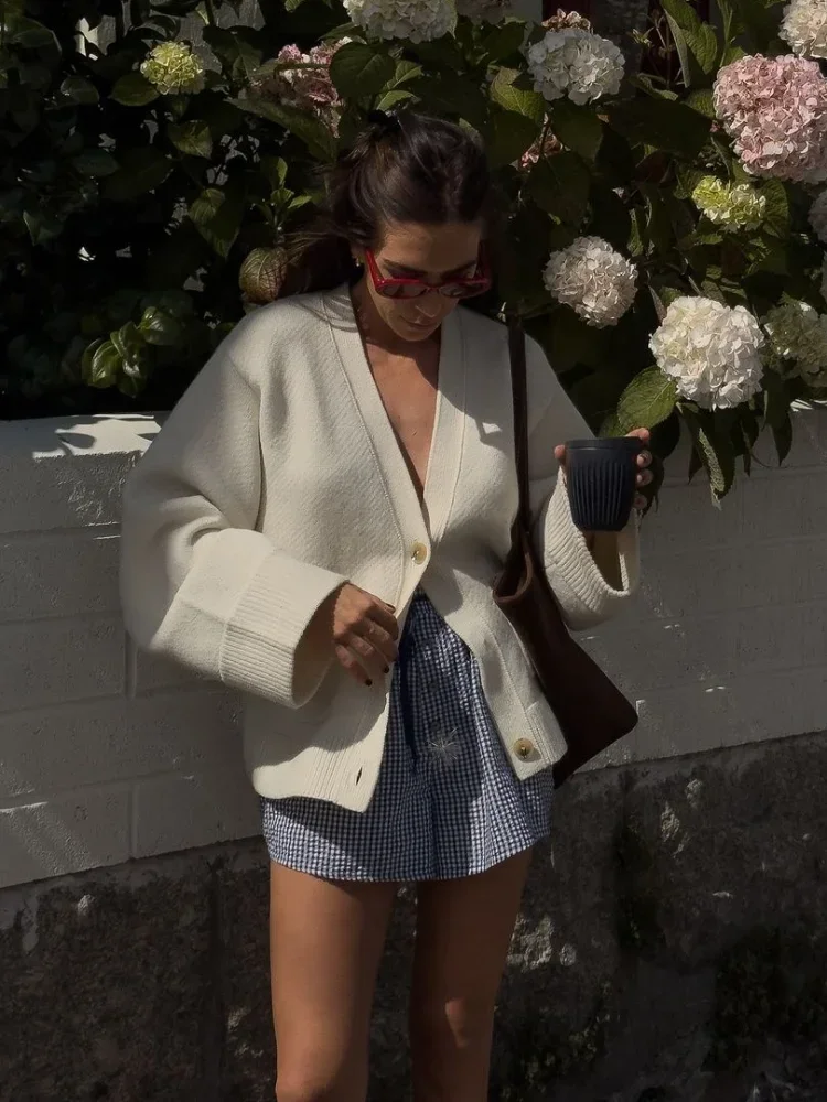 Женский однотонный кардиган с V-образным вырезом цвет в ассортименте