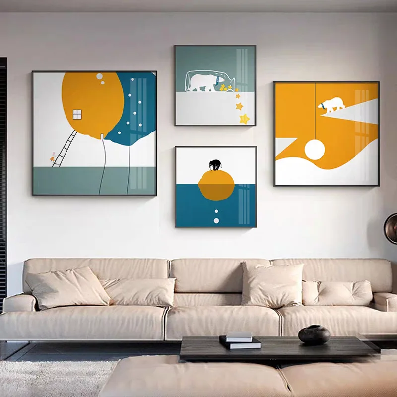 

Nordic Abstract Cartoon Animal Balloon Poster Bedroom Children's Room Home Decoration Modern Living Sofa Printing Paintings