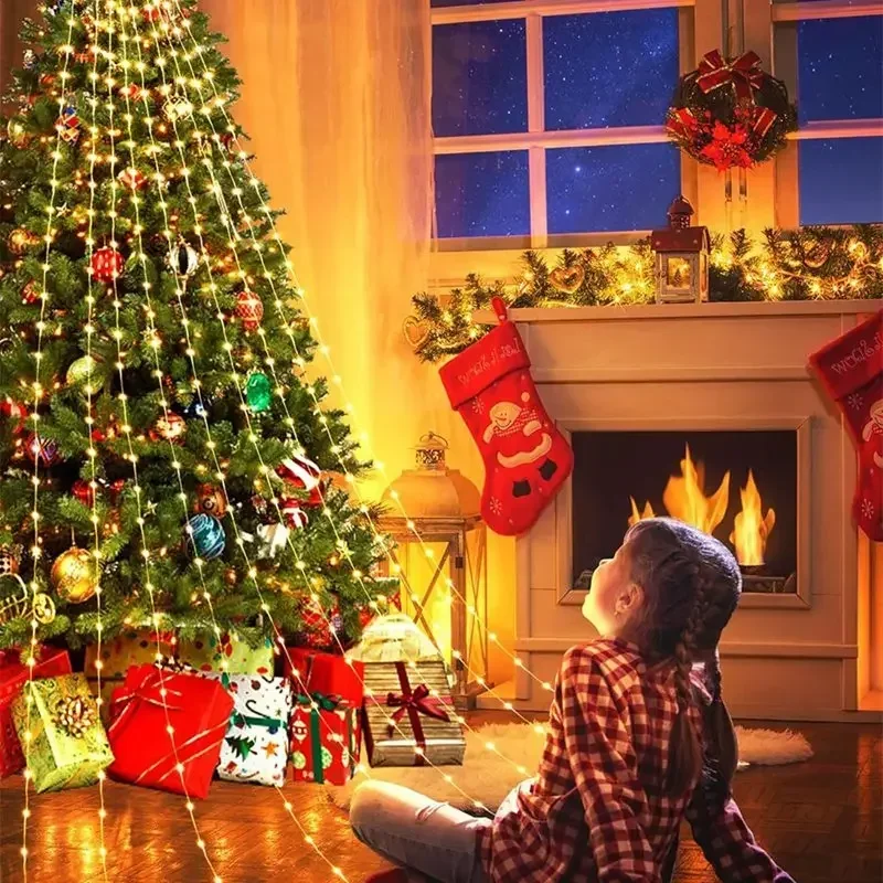 Guirxiété охраны Рождественский каскад с верхней звездой рождественские украшения