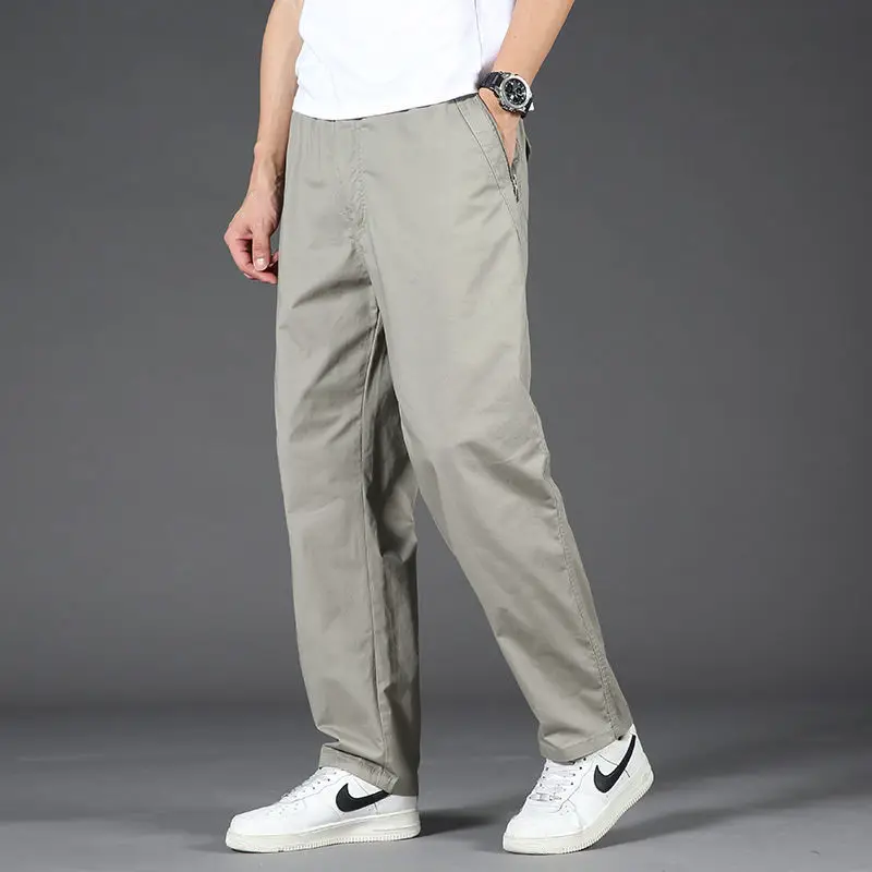

Men Casual Cargo Pants Loose Straight Long Pants Men New Streetwear Comfortable BreathableTrousers Fashion Solid Pants Male T322