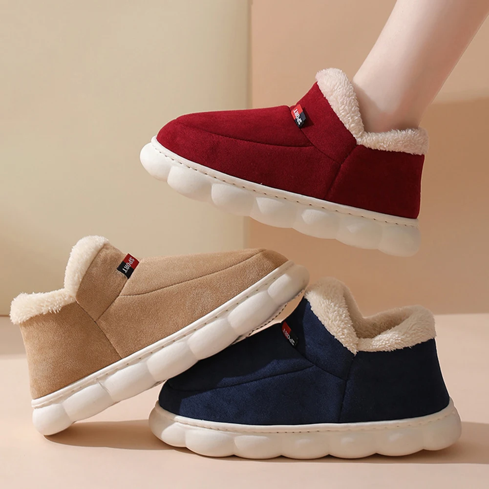 

Туфли мужские с флисовой подкладкой, Нескользящие плюшевые дышащие шлепанцы, на толстом каблуке, хлопковые мягкие домашние тапочки, зимняя верхняя одежда