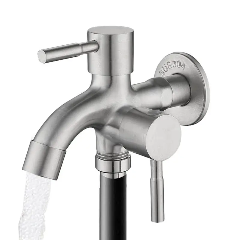 Кран для воды с двойным выходом садовый внешний кран из нержавеющей стали