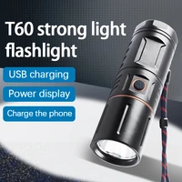 powerful flashlight t60 20w torch tactical rechargeable torches light usb hunting police military led flashlights