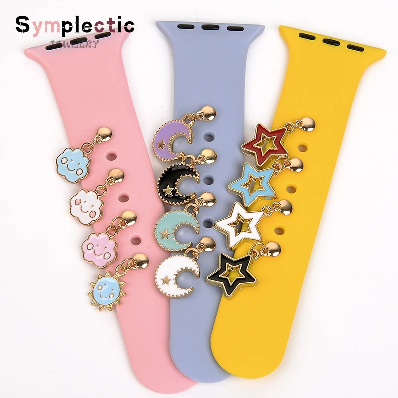

Cartoon Star Moon Decoration Charms for iWatch/Galaxy watch 4/Classic/3 Bracelet Silicone forApple Watch Band Decorative Nails