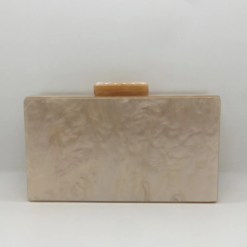 Ladies New Look Champagne Acrylic Evening Bags Luxury Patchwork Marble Hard Box Prom Party Clutch Casual Stylish Crossbody Purse