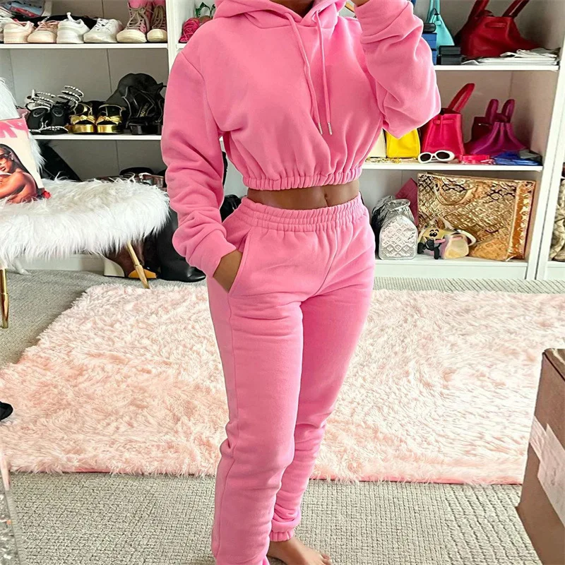 

2022 New Women's casual sports comfortable hooded sweater leggings two-piece set