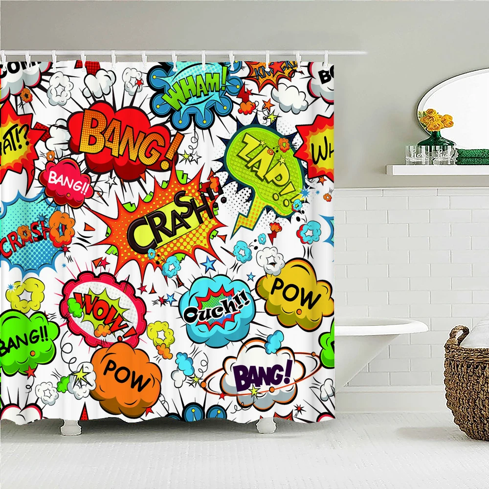 

High Quality Cartoon Printed Fabric Shower Curtains Funny Children Bathroom Waterproof Bath Curtain Home Decor Cortina De Baño